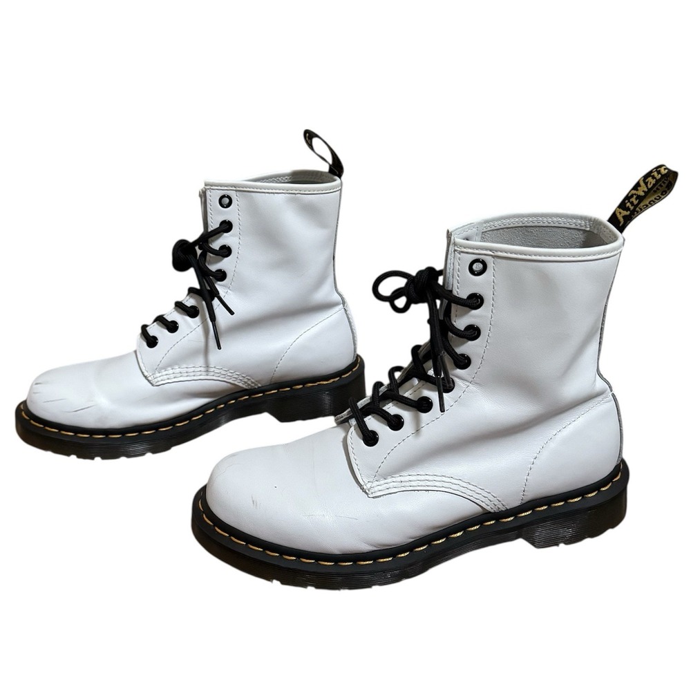 Dr Martens The Original 1460 Boots Womens Size 8 White‎ 8 Hole Shoes